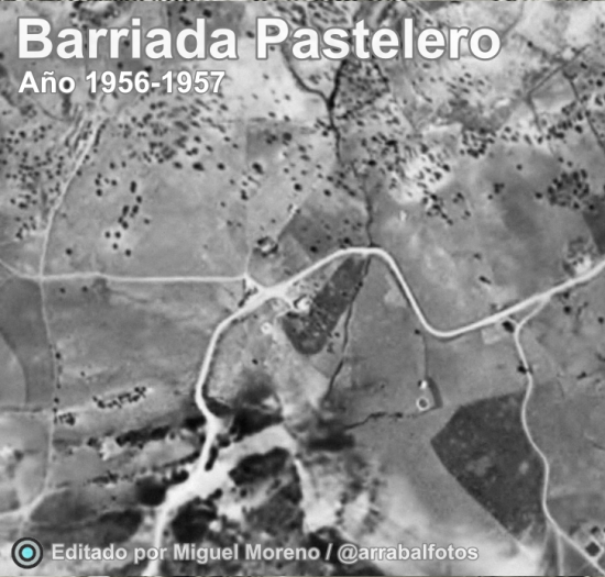 Ortofoto histórica de la barriada de Pastelero durante el vuelo de 1956-1957